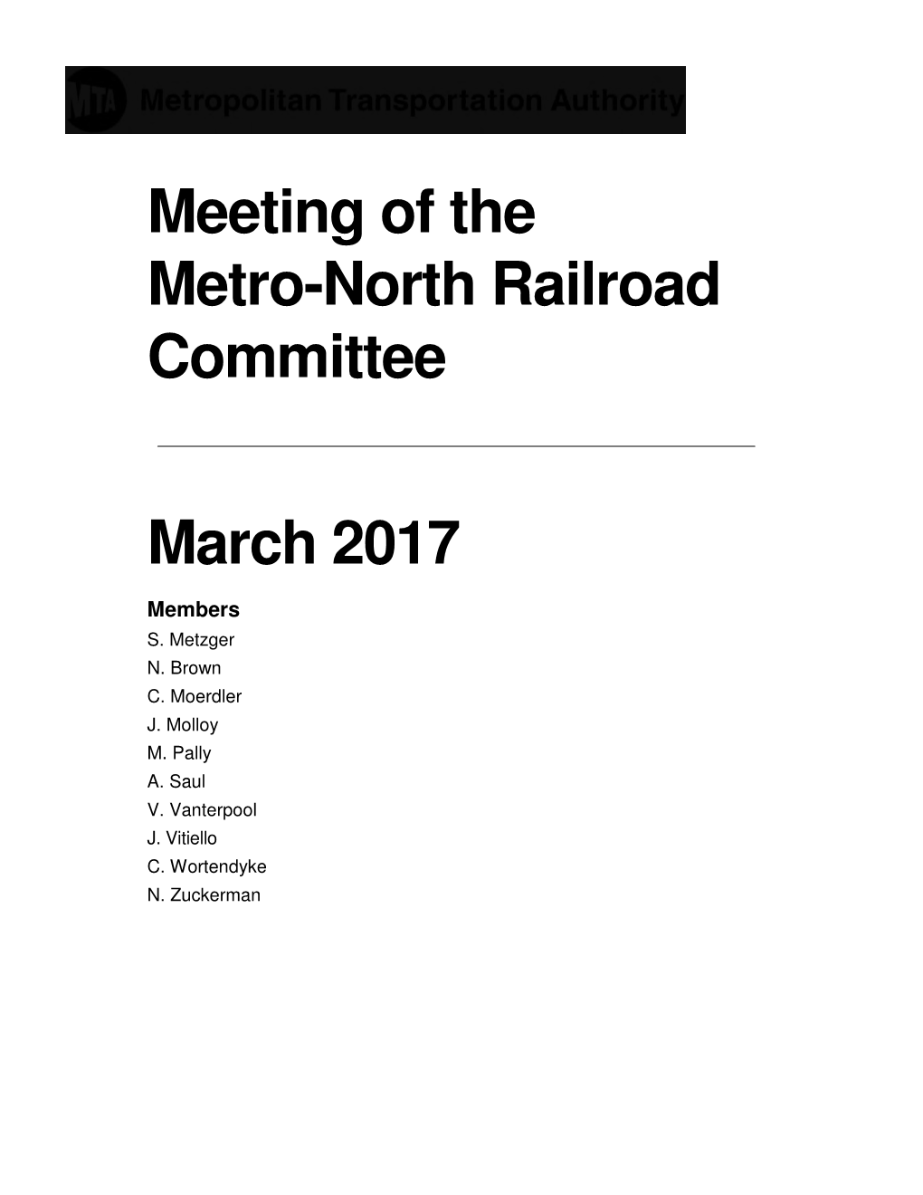 Meeting of the Metro-North Railroad Committee March 2017
