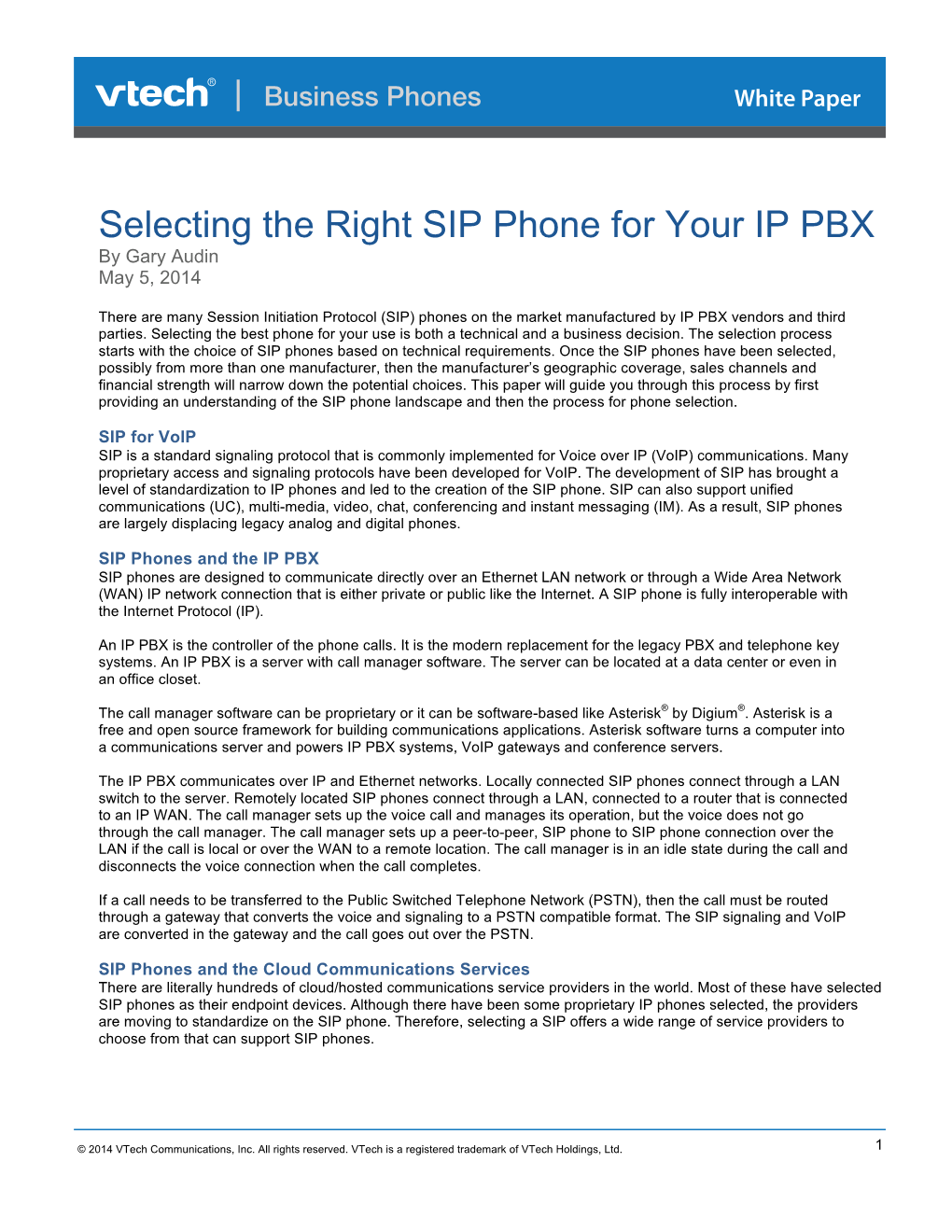 Selecting the Right SIP Phone for Your IP PBX by Gary Audin May 5, 2014