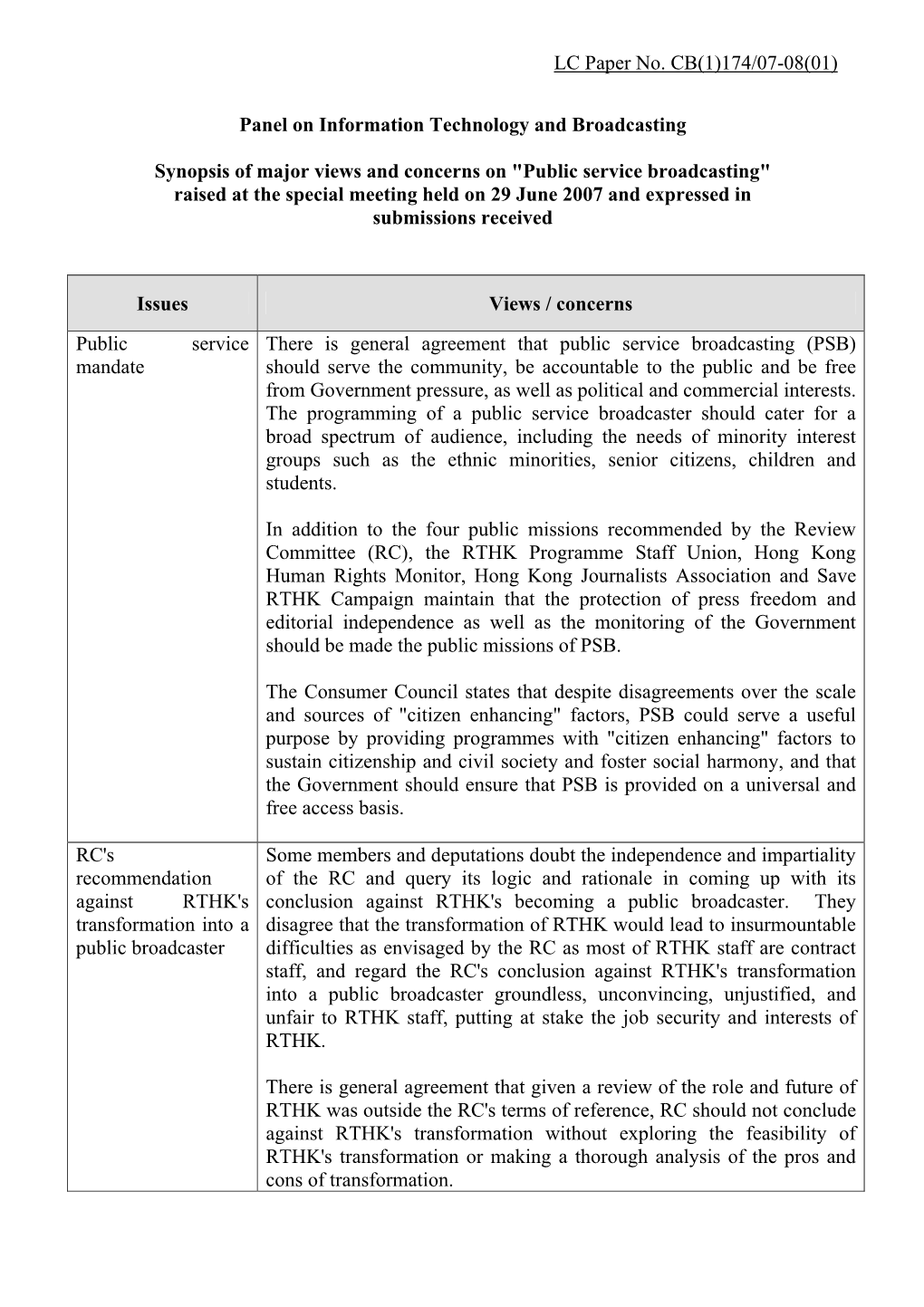 LC Paper No. CB(1)174/07-08(01) Panel on Information Technology