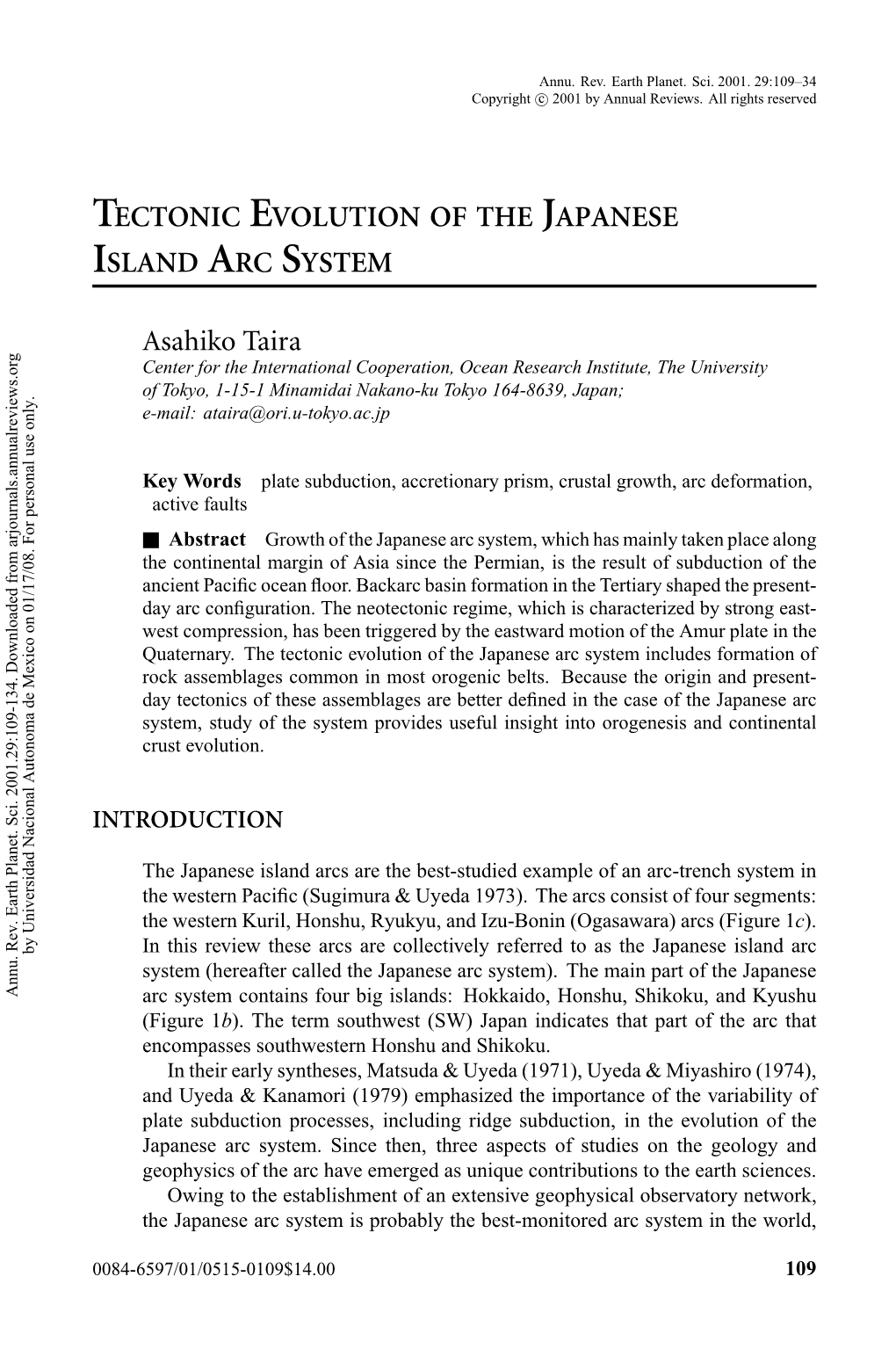 Tectonic Evolution of the Japanese Island Arc System