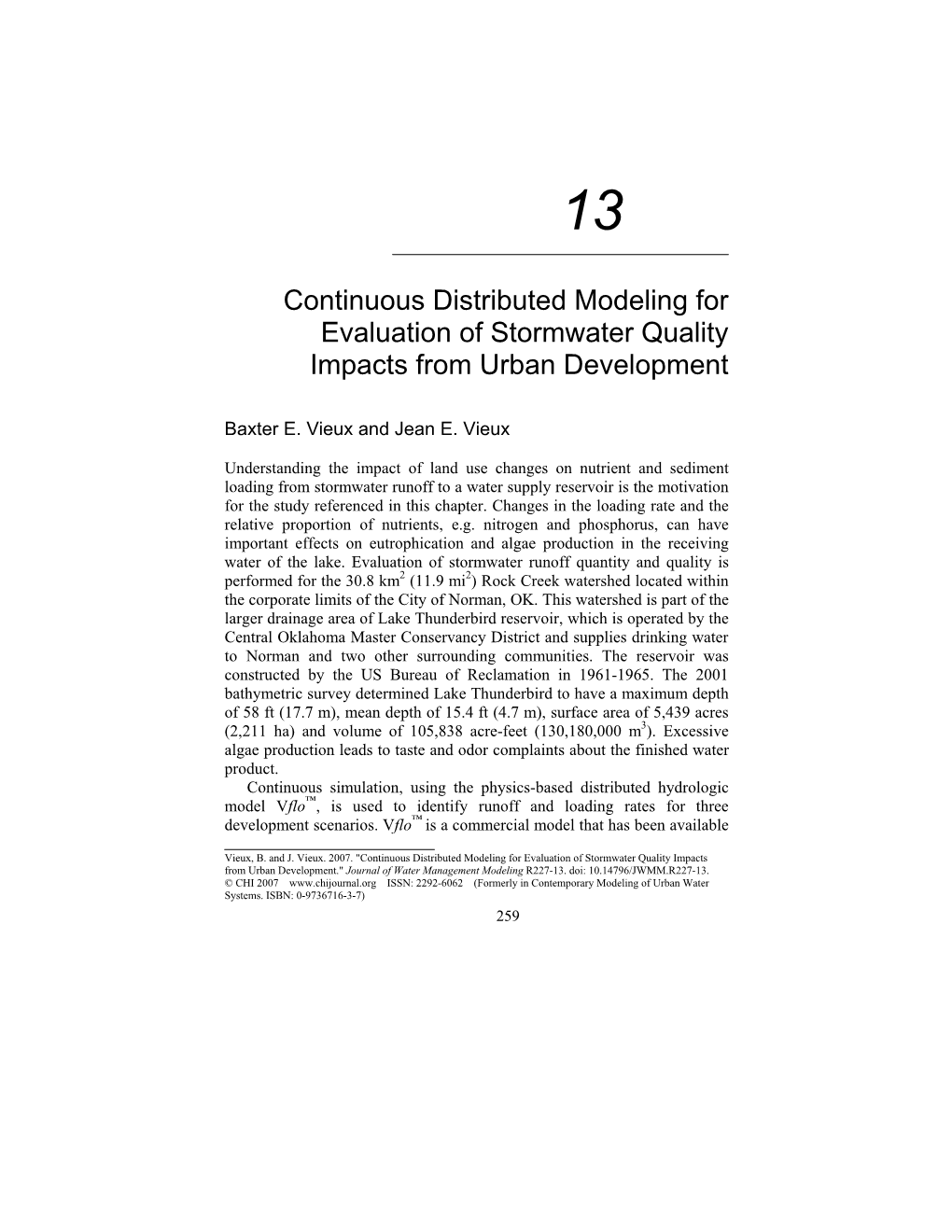 Continuous Distributed Modeling for Evaluation of Stormwater Quality Impacts from Urban Development