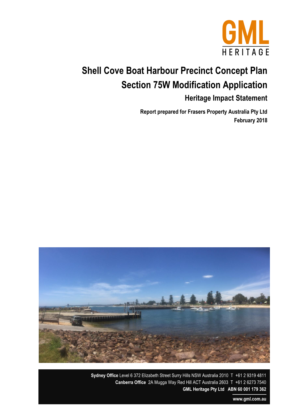 Shell Cove Boat Harbour Precinct Concept Plan Section 75W Modification Application Heritage Impact Statement