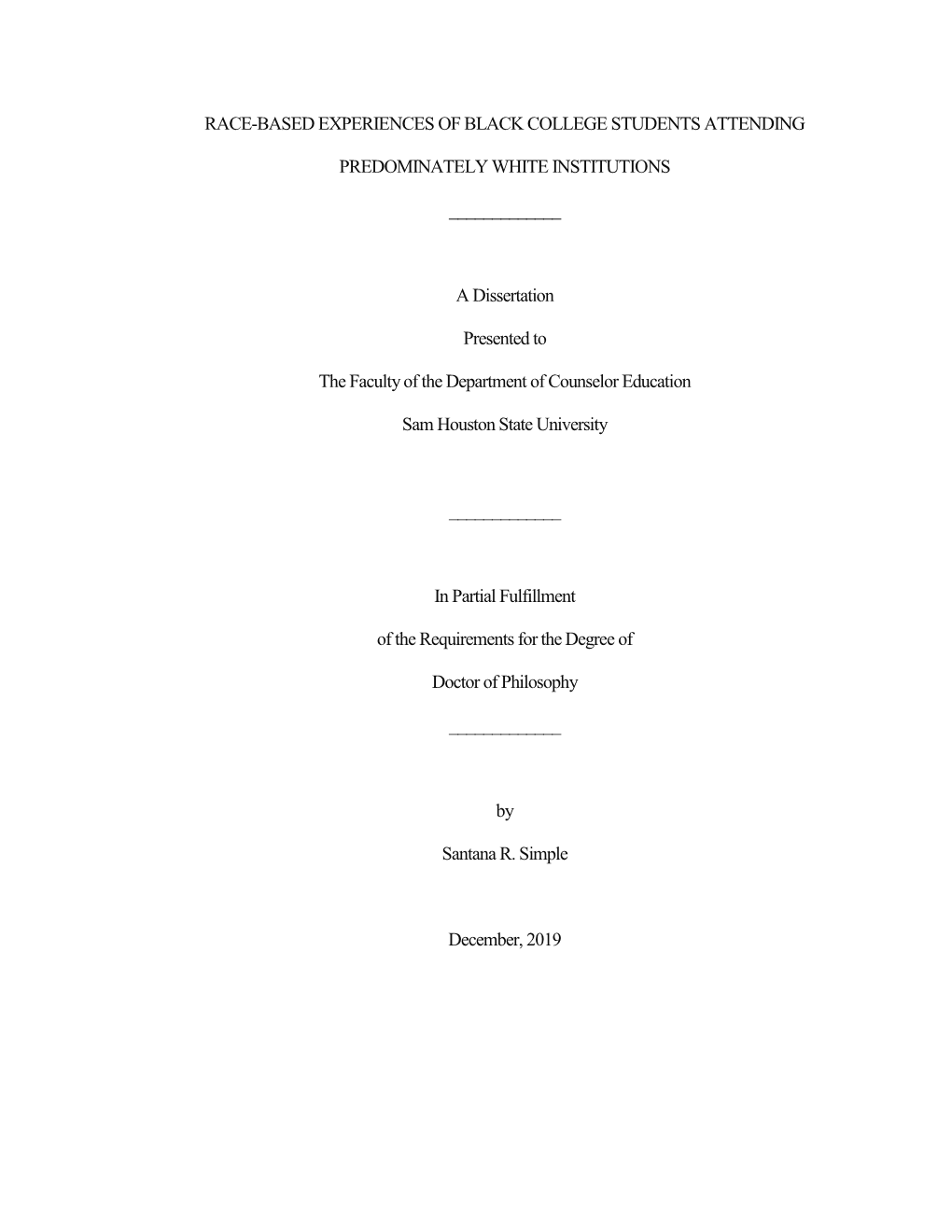 Race-Based Experiences of Black College Students Attending