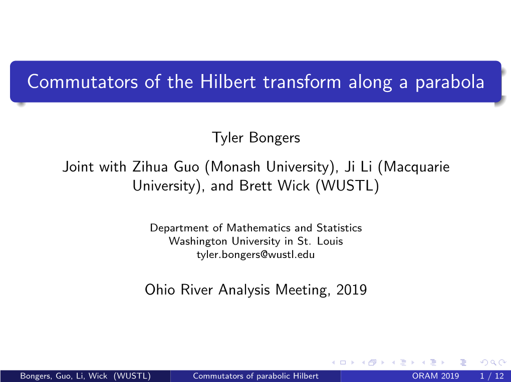 Commutators of the Hilbert Transform Along a Parabola