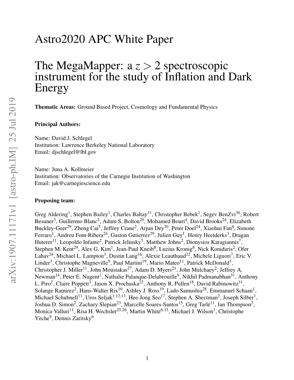 Astro2020 APC White Paper the Megamapper: a Z &gt; 2 Spectroscopic