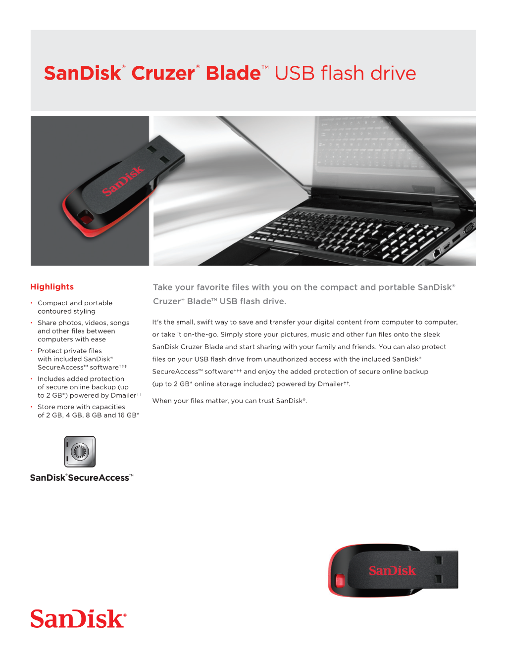 Sandisk® Cruzer® Blade™ USB Flash Drive
