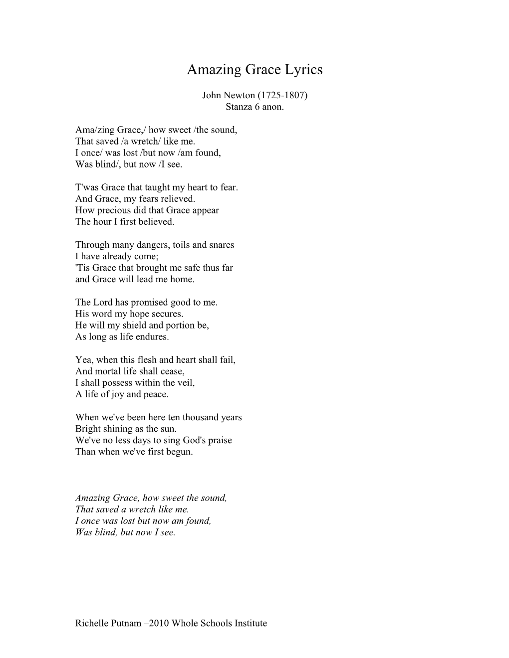 Amazing Grace Lyrics