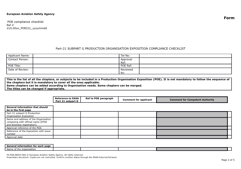 POE Compliance Checklist