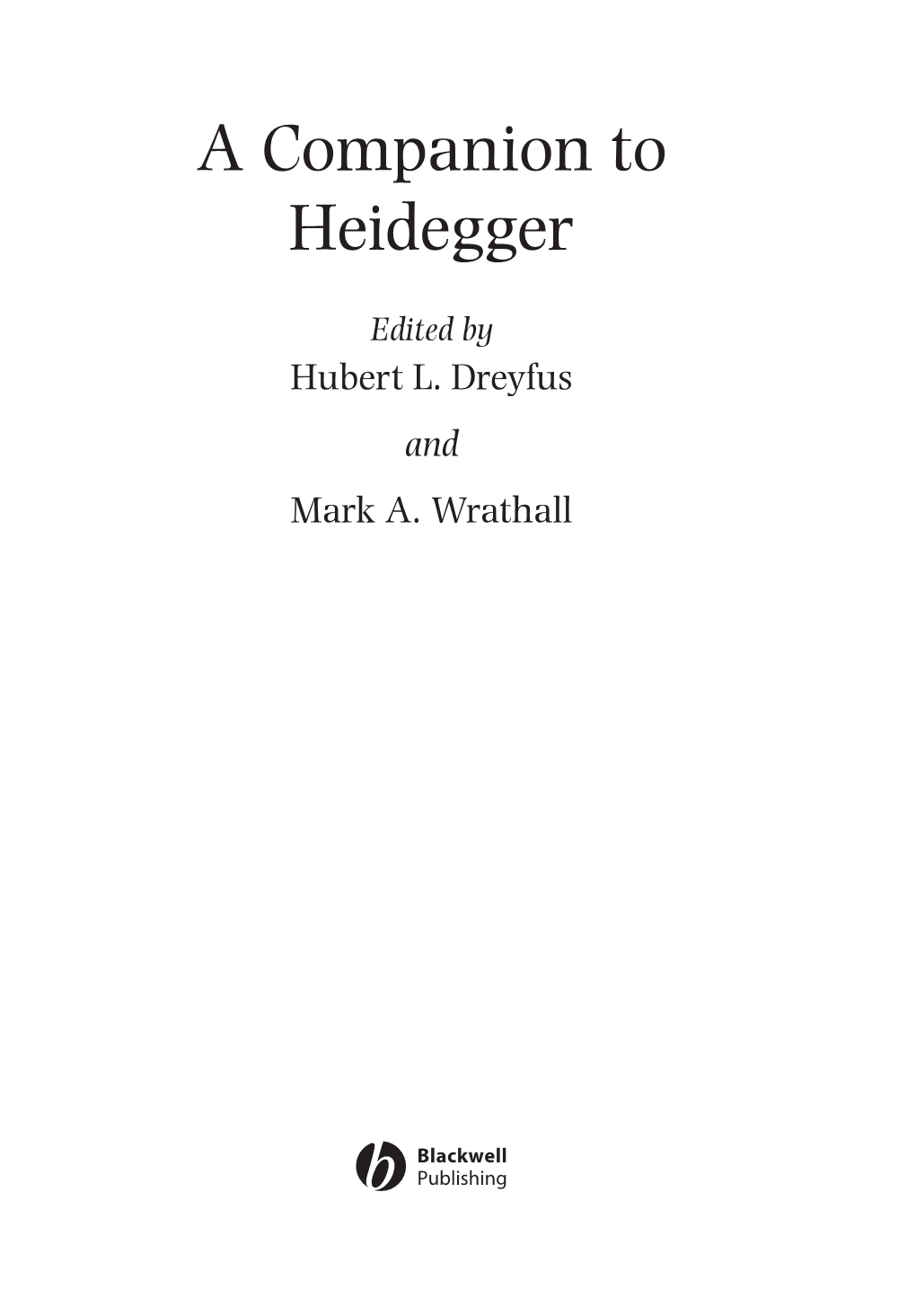 A Companion to Heidegger