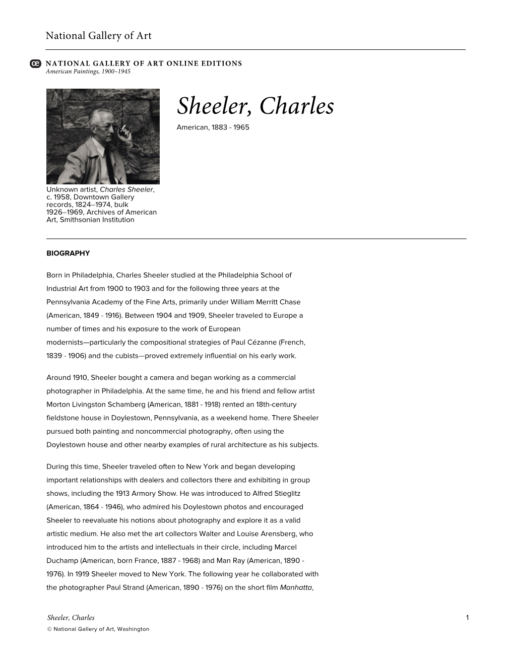Sheeler, Charles American, 1883 - 1965