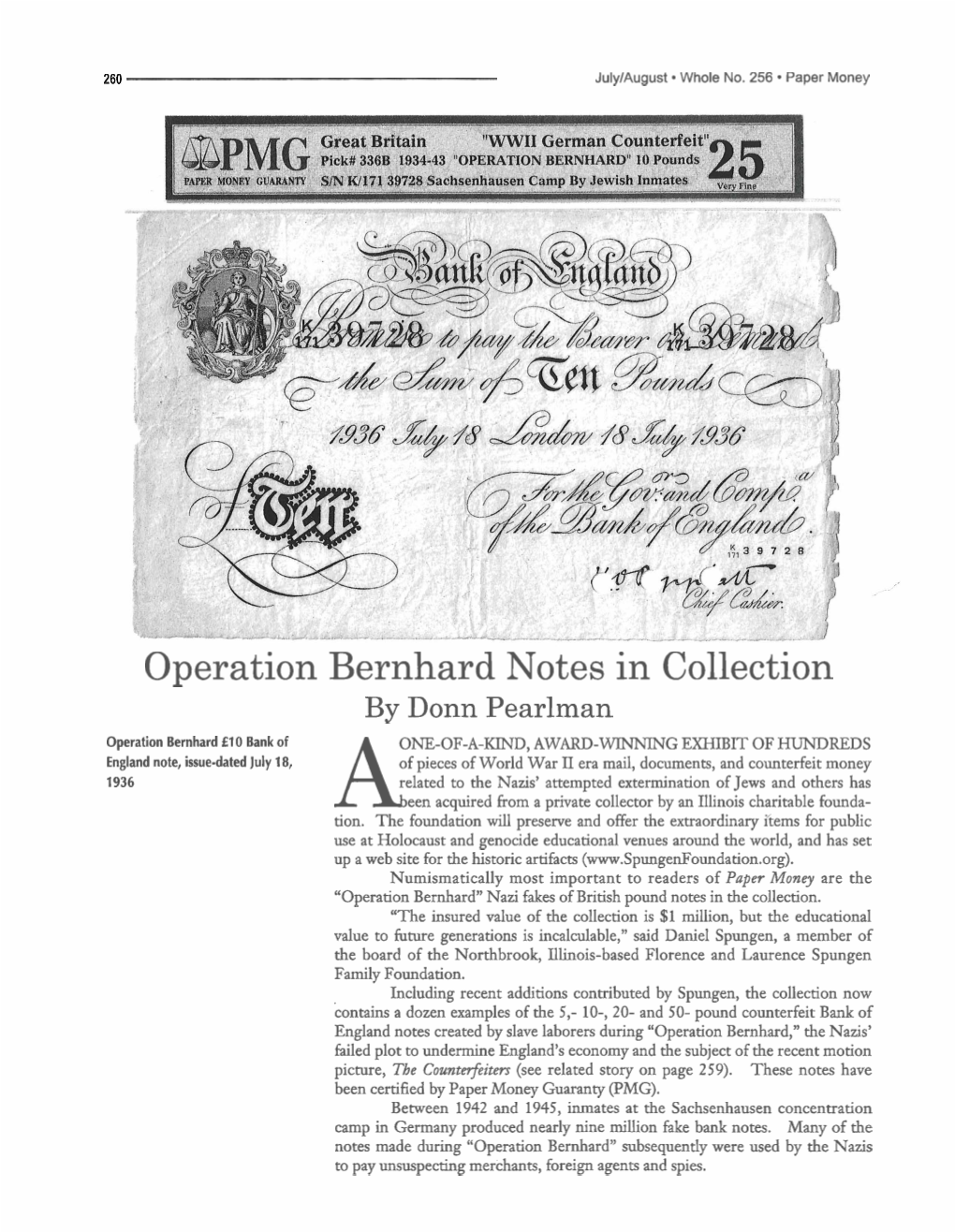 Operation Bernhard Notes in Collection