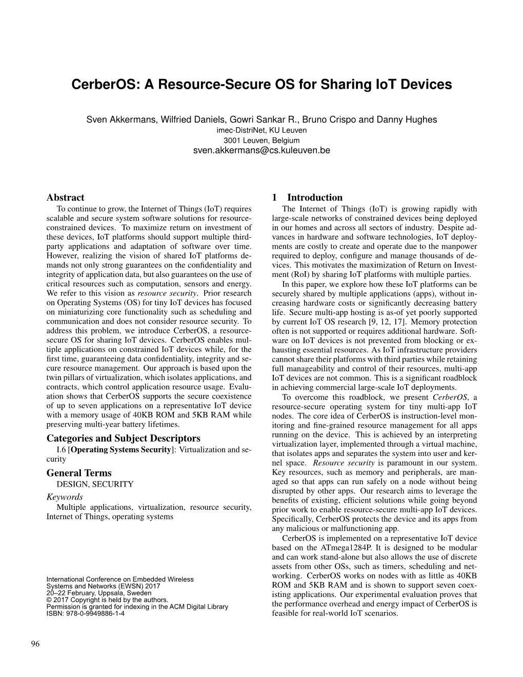 Cerberos: a Resource-Secure OS for Sharing Iot Devices