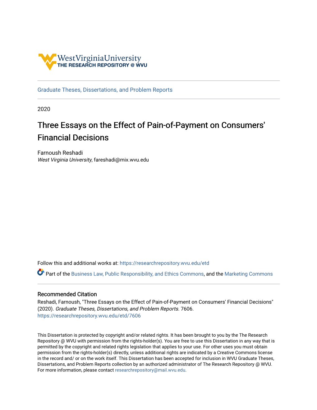 Three Essays on the Effect of Pain-Of-Payment on Consumers' Financial Decisions
