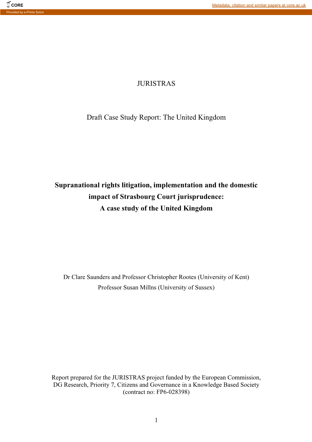 The United Kingdom Supranational Rights Litigation