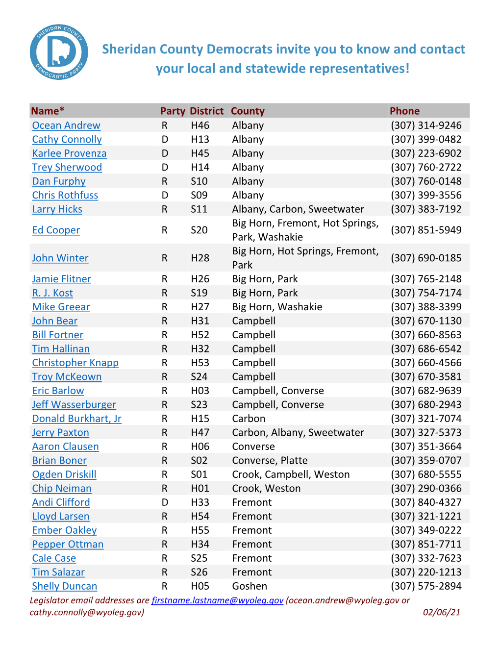 Statewide Legislative Roster