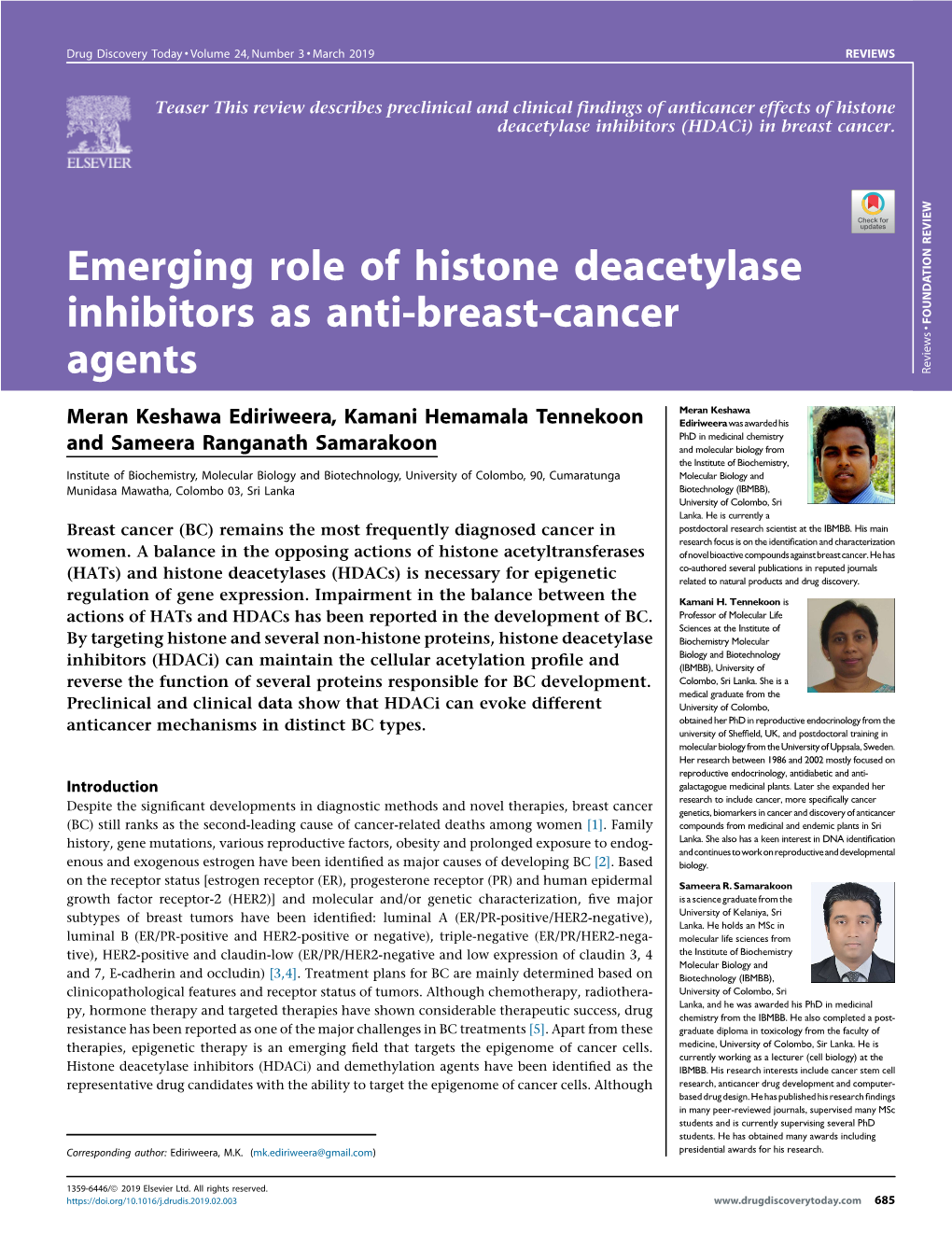 Emerging Role of Histone Deacetylase Inhibitors As Anti-Breast-Cancer