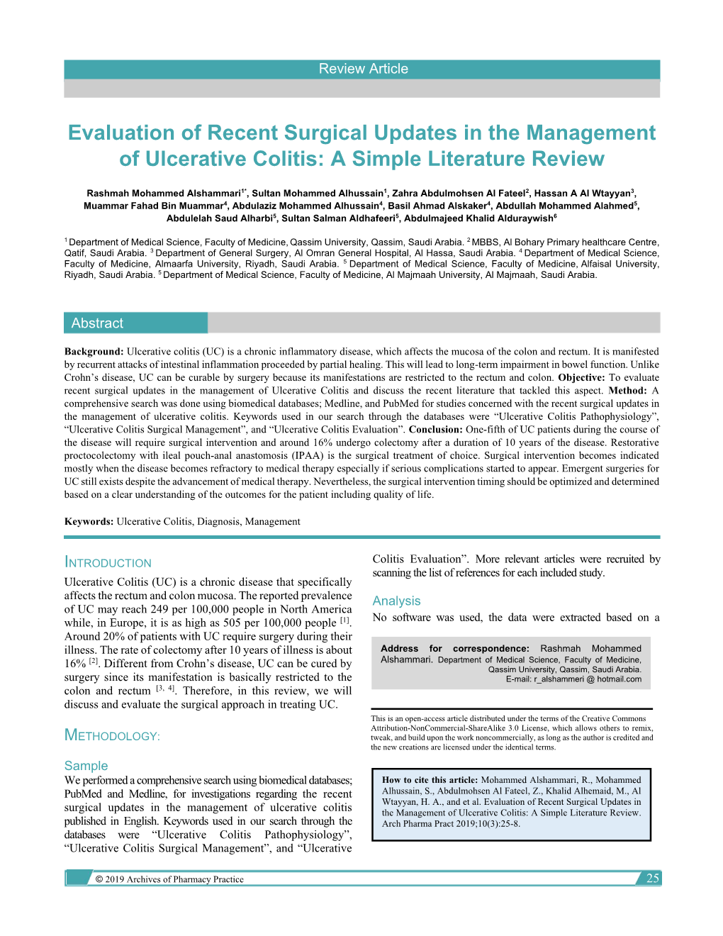 Evaluation of Recent Surgical Updates in the Management of Ulcerative Colitis: a Simple Literature Review