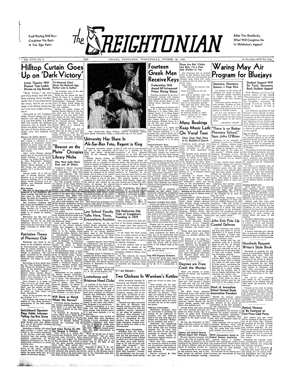 The Creightonian, 1940-10-30