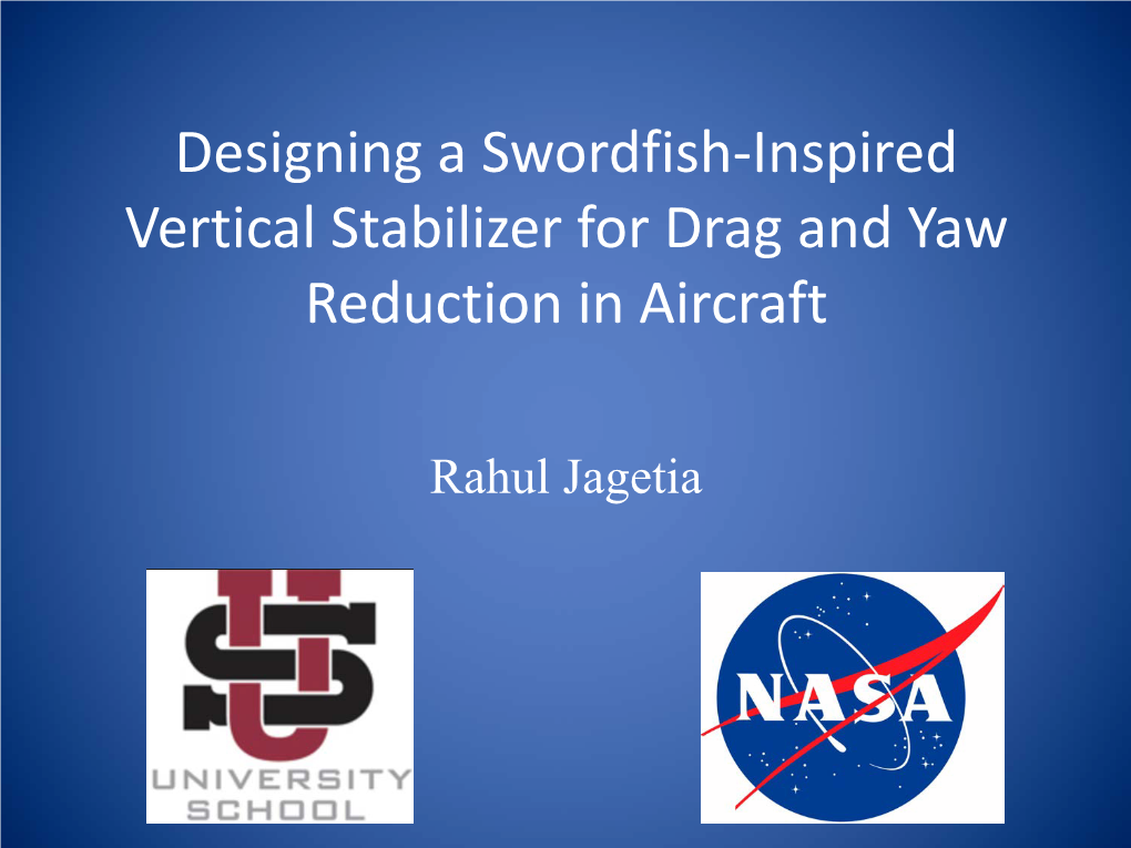 Designing a Swordfish-Inspired Vertical Stabilizer for Drag and Yaw Reduction in Aircraft