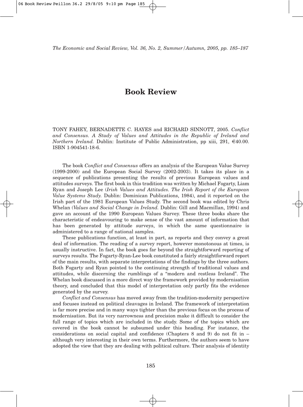 06 Book Review Peillon 36.2 29/8/05 9:10 Pm Page 185