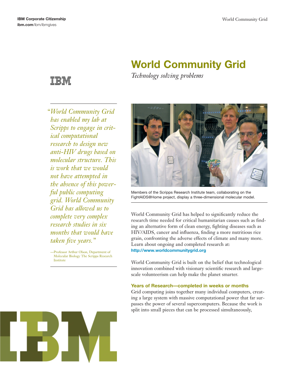 World Community Grid Ibm.Com/Ibm/Ibmgives