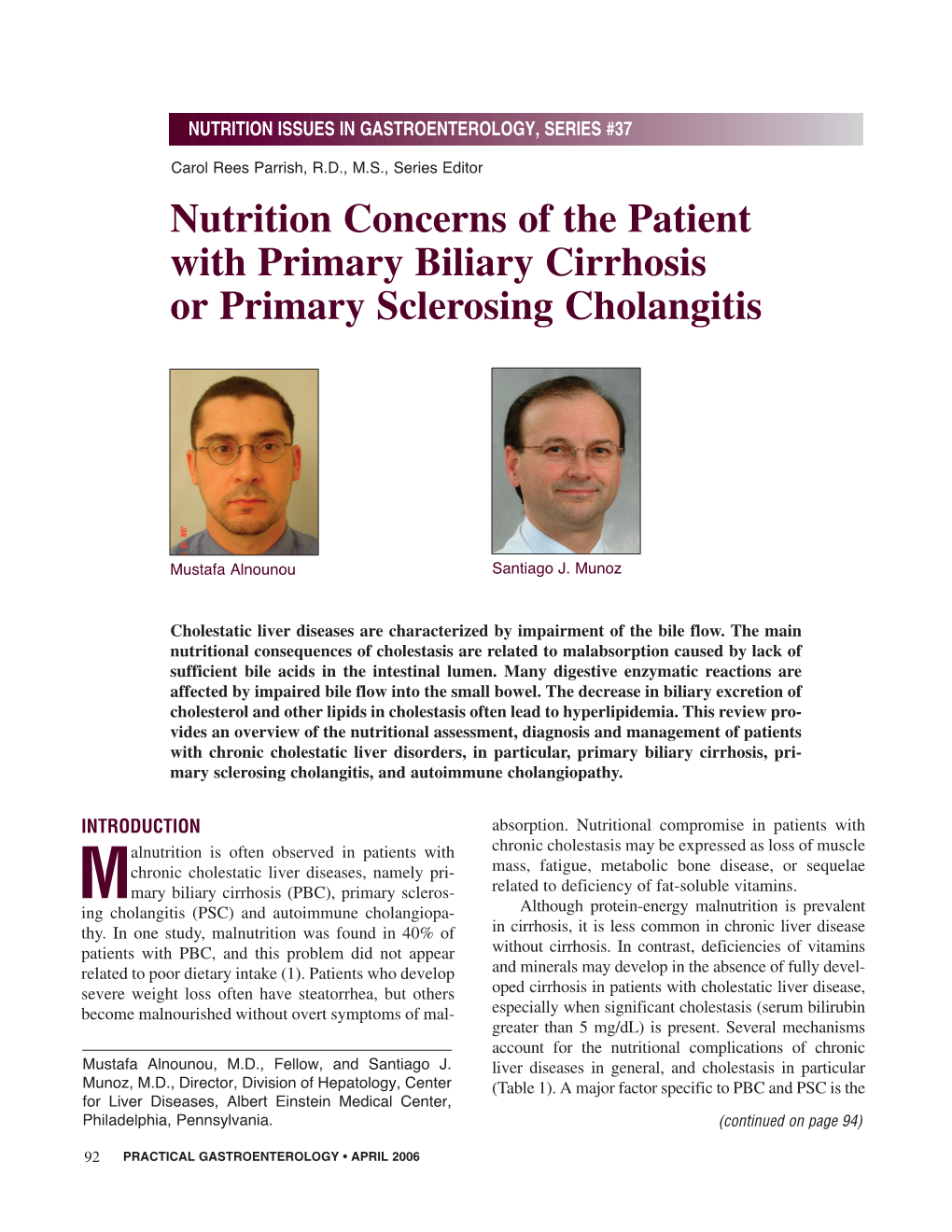 Nutrition Concerns of the Patient with Primary Biliary Cirrhosis Or Primary Sclerosing Cholangitis