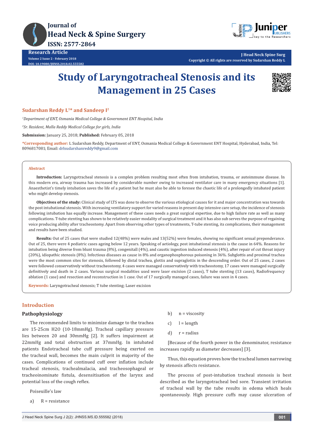 Study of Laryngotracheal Stenosis and Its Management in 25 Cases