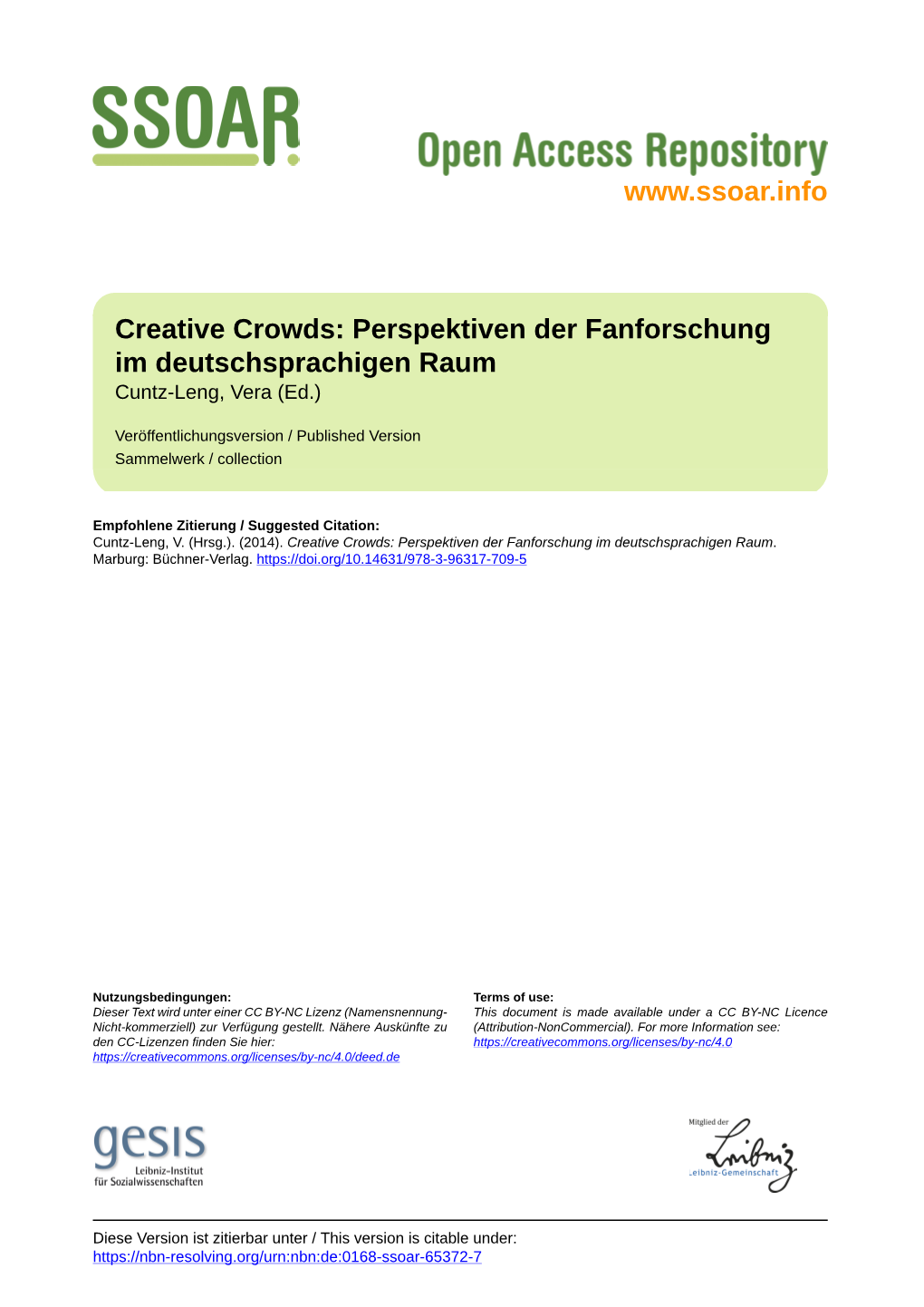 Creative Crowds: Perspektiven Der Fanforschung Im Deutschsprachigen Raum Cuntz-Leng, Vera (Ed.)