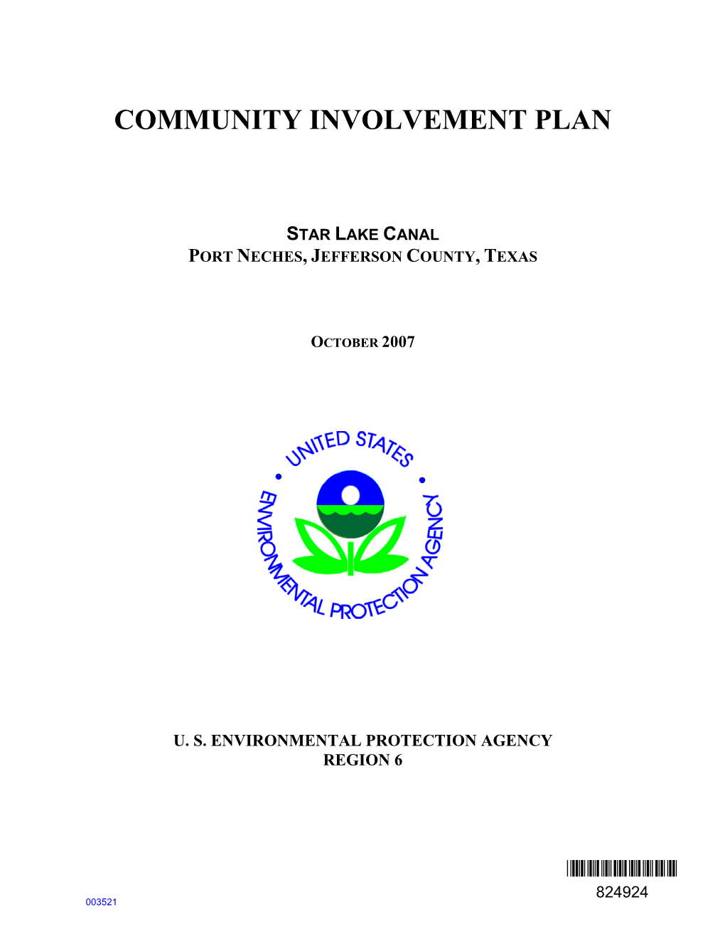 Community Involvement Plan for Star Lake Canal