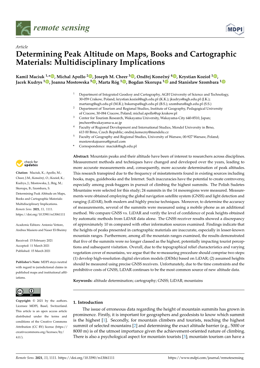 Determining Peak Altitude on Maps, Books and Cartographic Materials: Multidisciplinary Implications