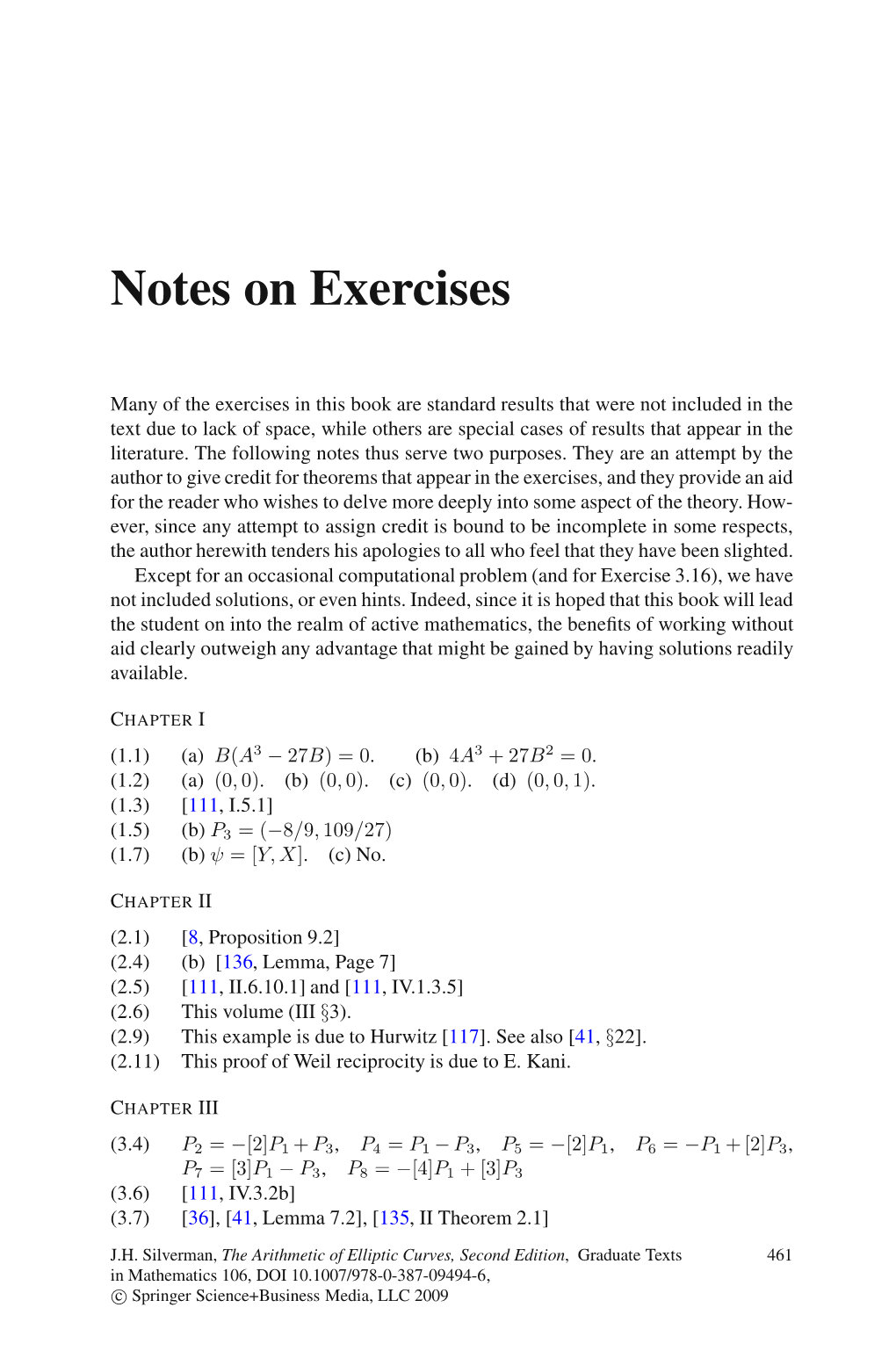 Notes on Exercises