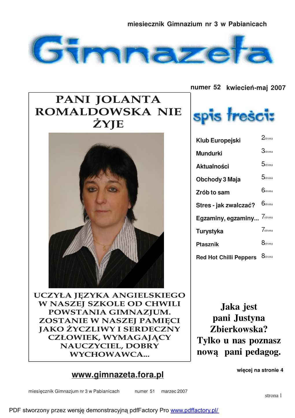 Pani Jolanta Romaldowska Nie ¯Yje