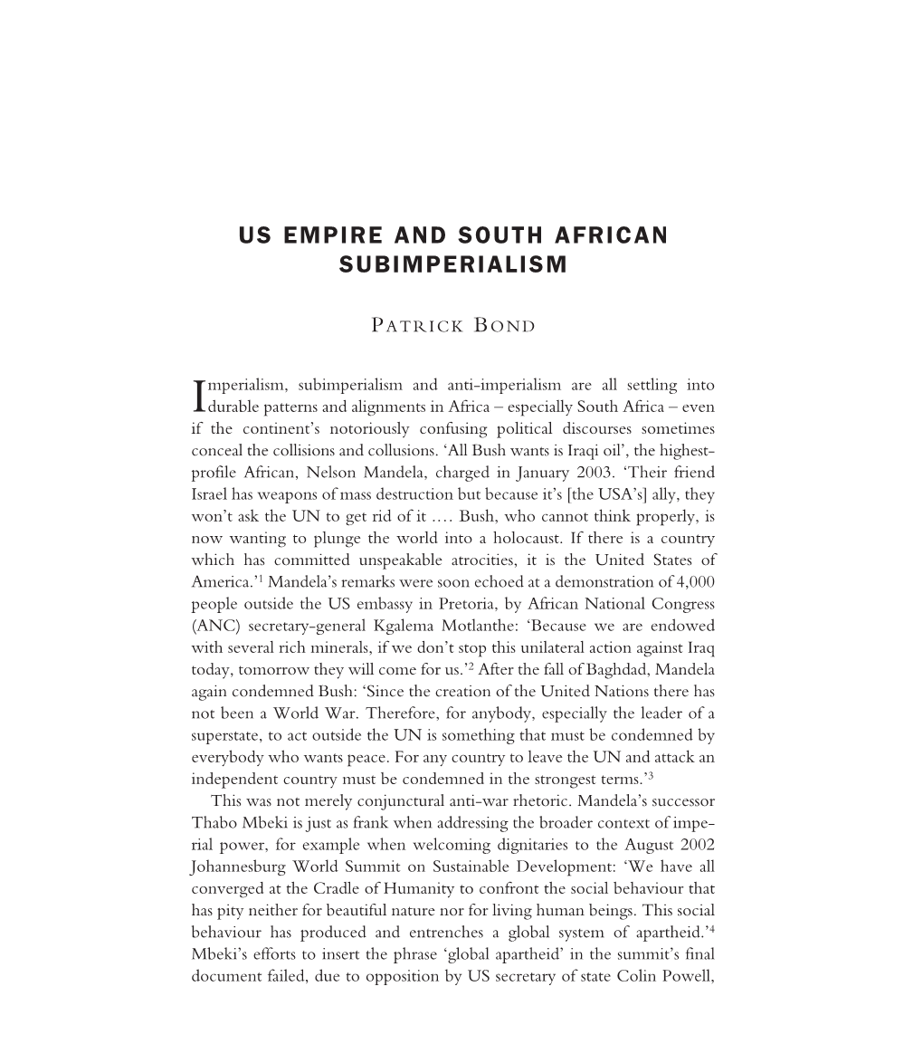 Us Empire and South African Subimperialism