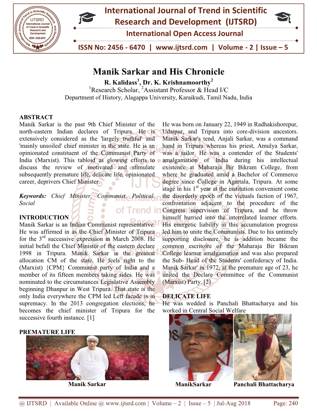 International Research Manik Sarkar a International Journal of Trend In