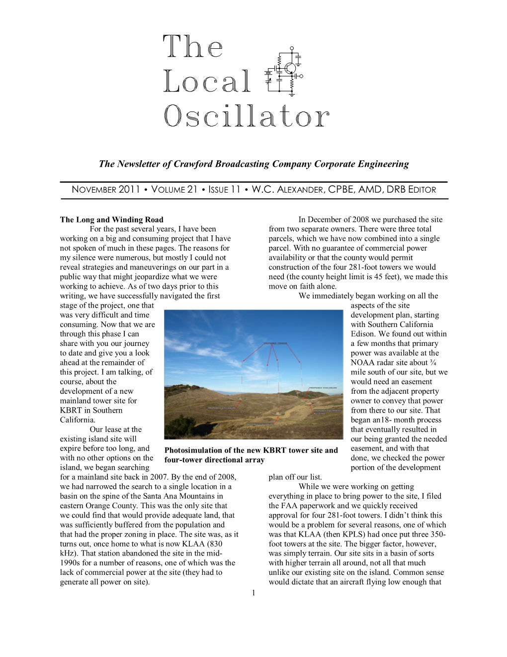 The Newsletter of Crawford Broadcasting Company Corporate Engineering