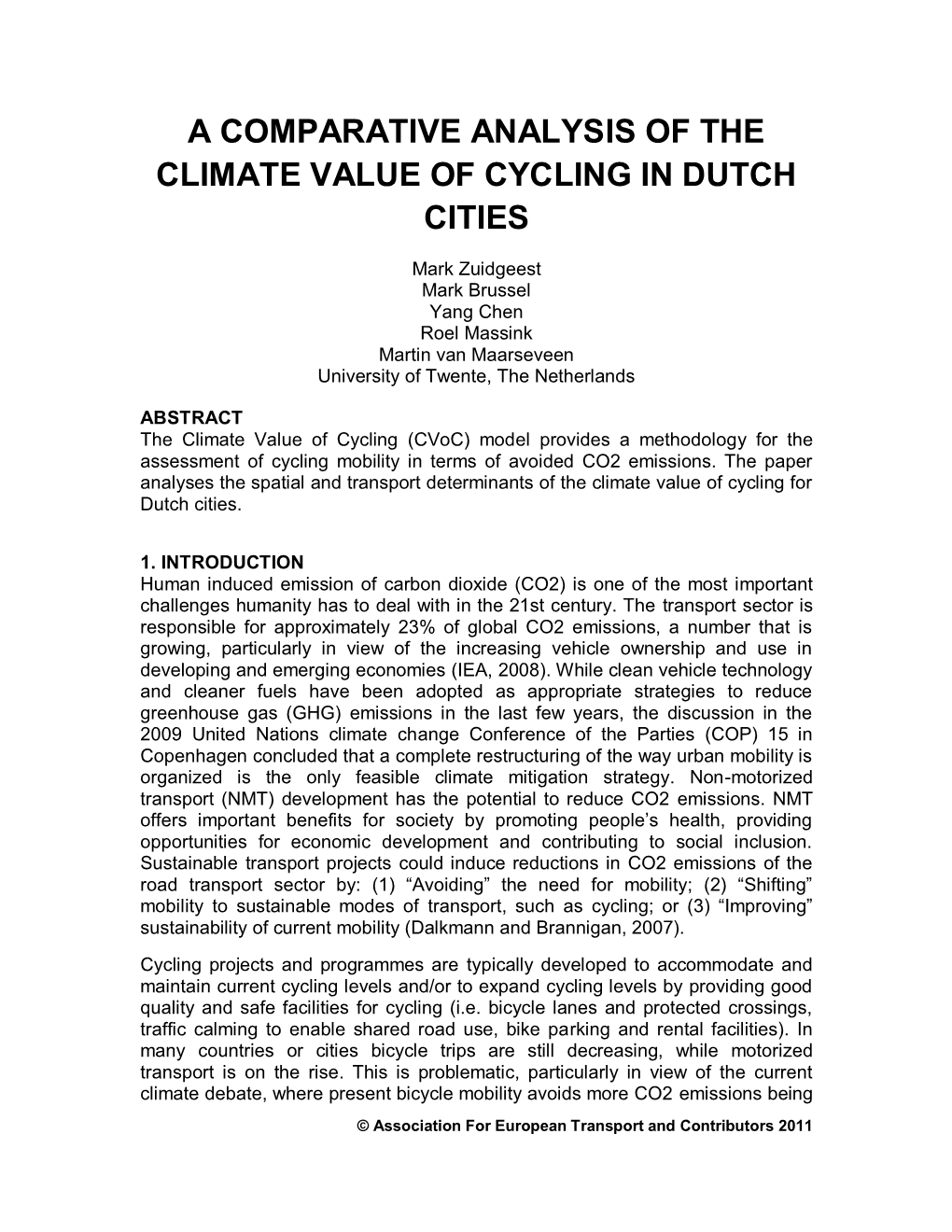 A Comparative Analysis of the Climate Value of Cycling in Dutch Cities