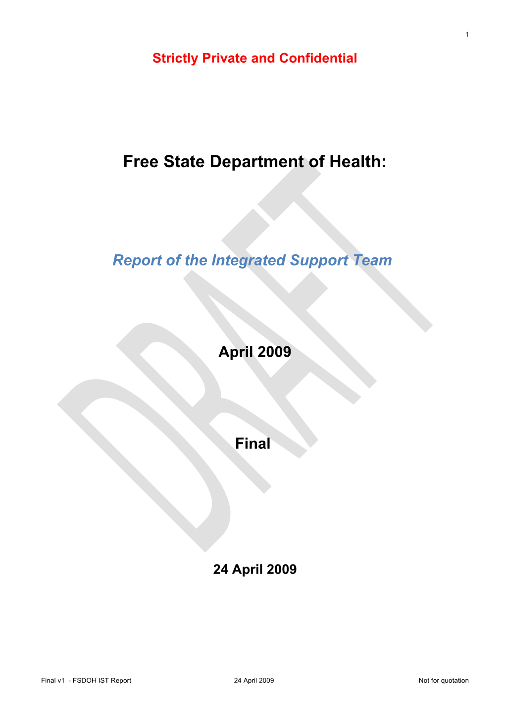 Free State DOH Report Final Draft