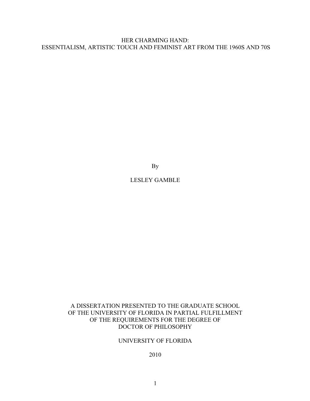 University of Florida Thesis Or Dissertation Formatting