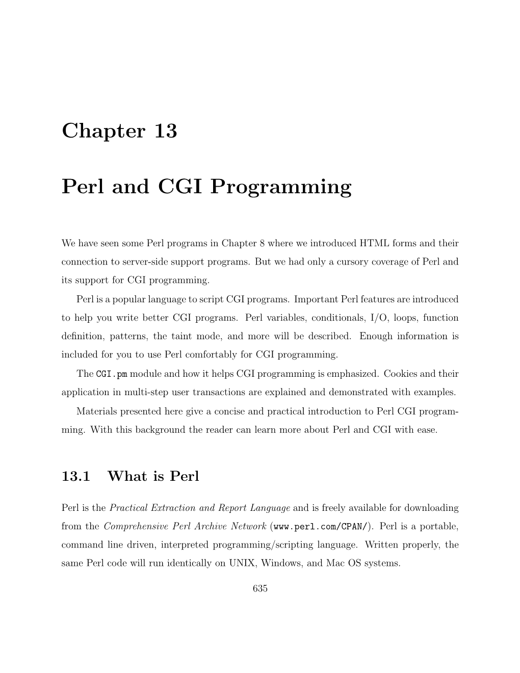 Chapter 13 Perl and CGI Programming