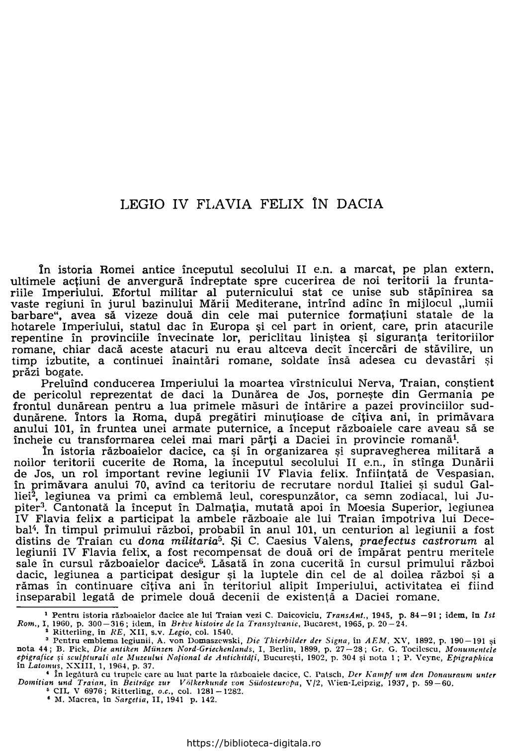 LEGIO IV FLAVIA FELIX Ln DACIA