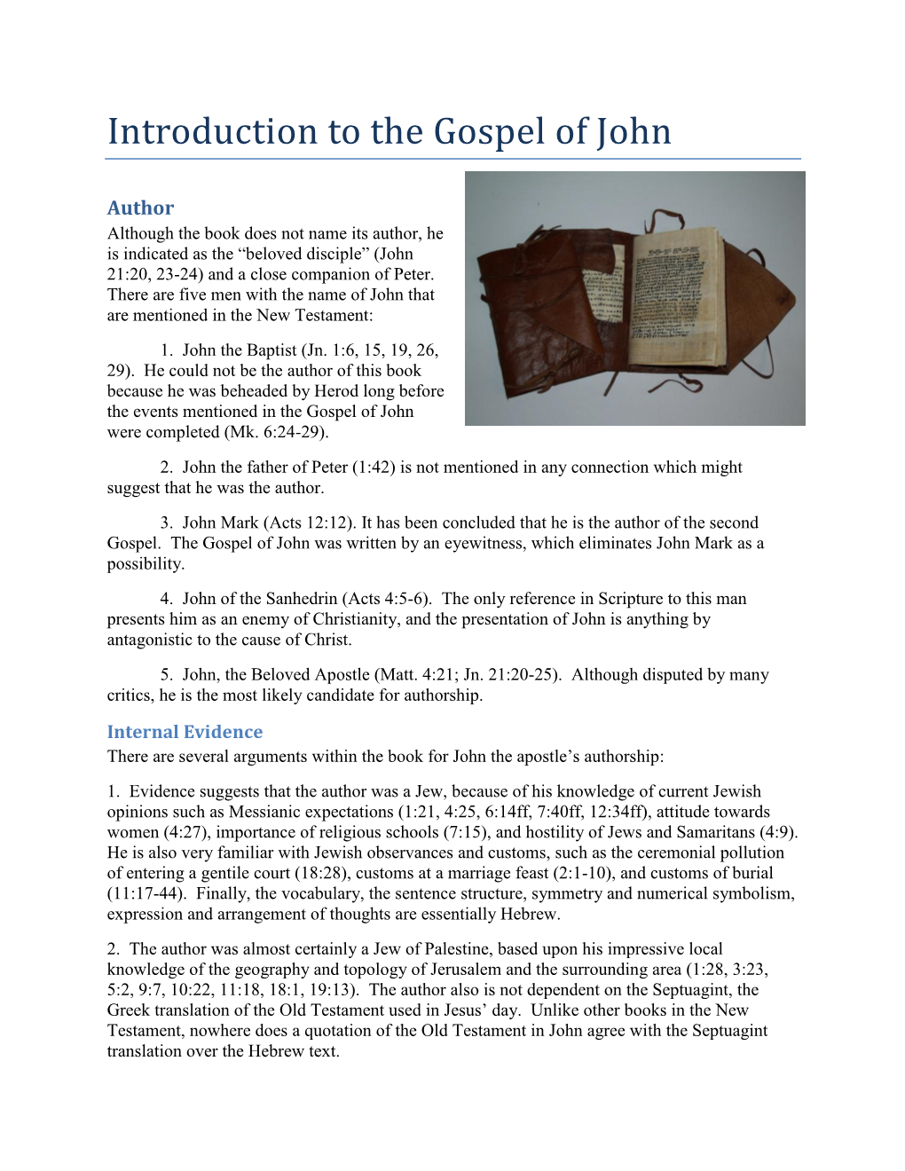 Introduction to the Gospel of John