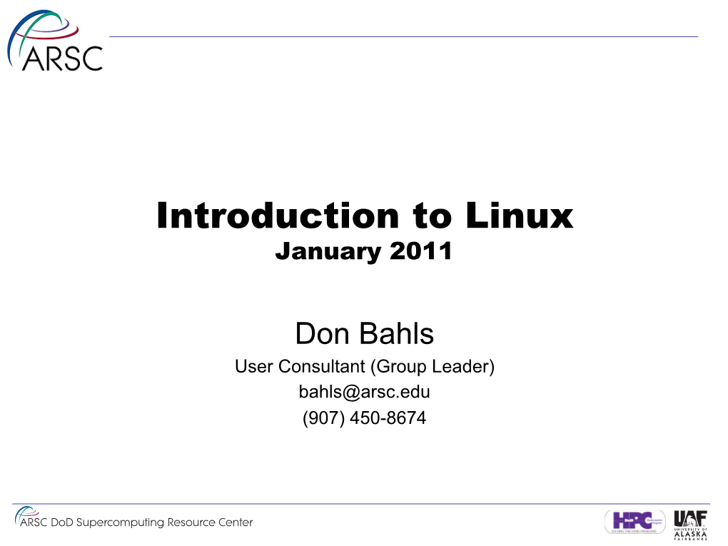 Introduction to Linux January 2011