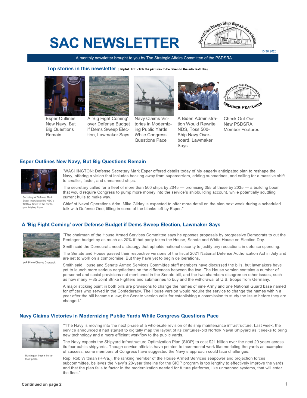 SAC October 2020 Newsletter