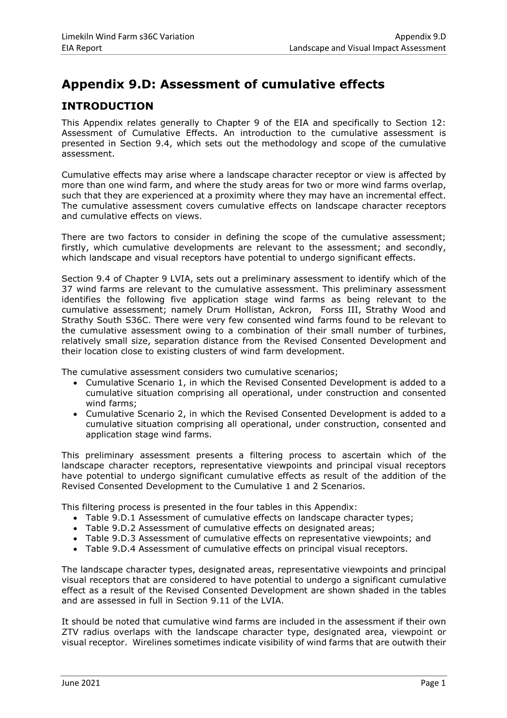 Appendix 9.D Cumulative Effects Assessment