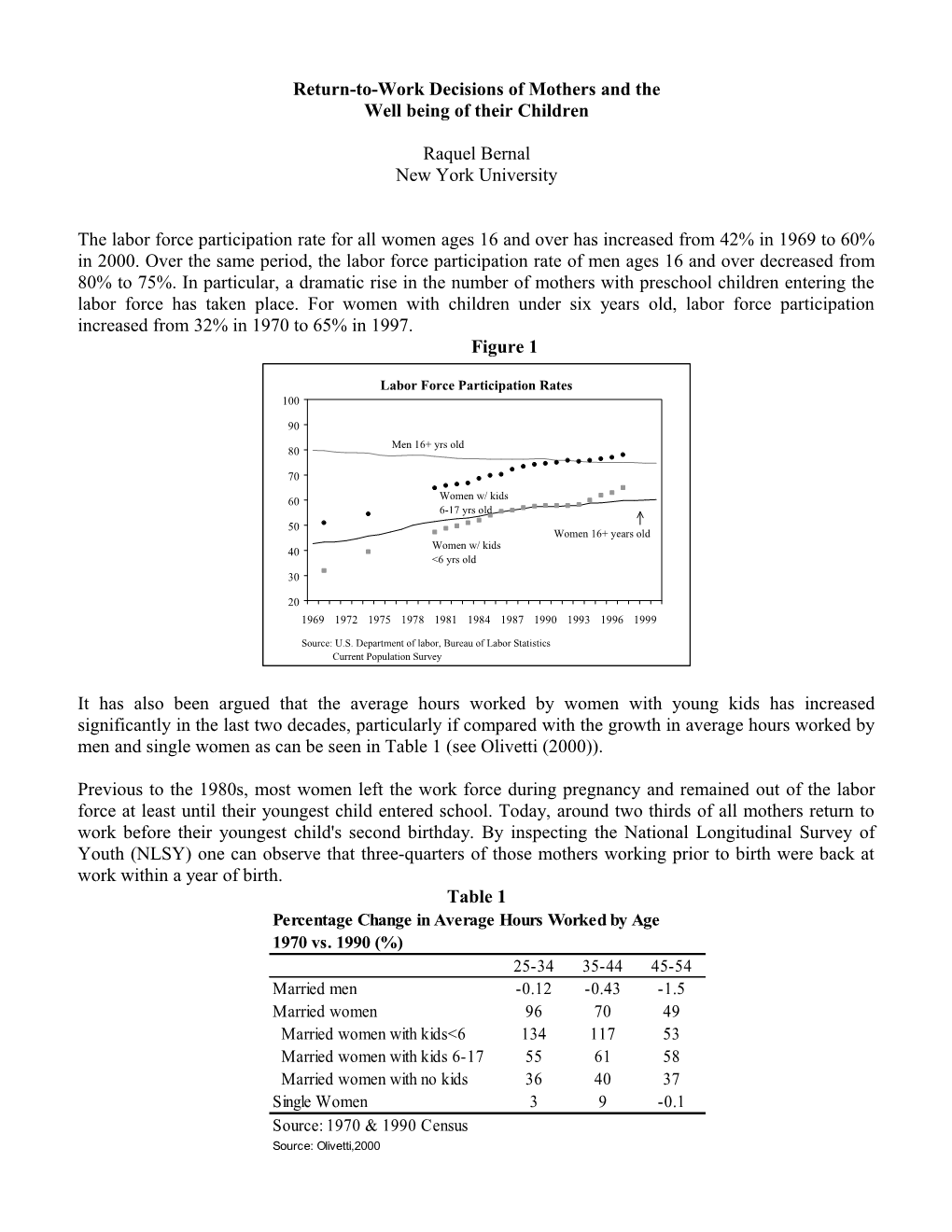 Return-To-Work Decisions Of Mothers And The