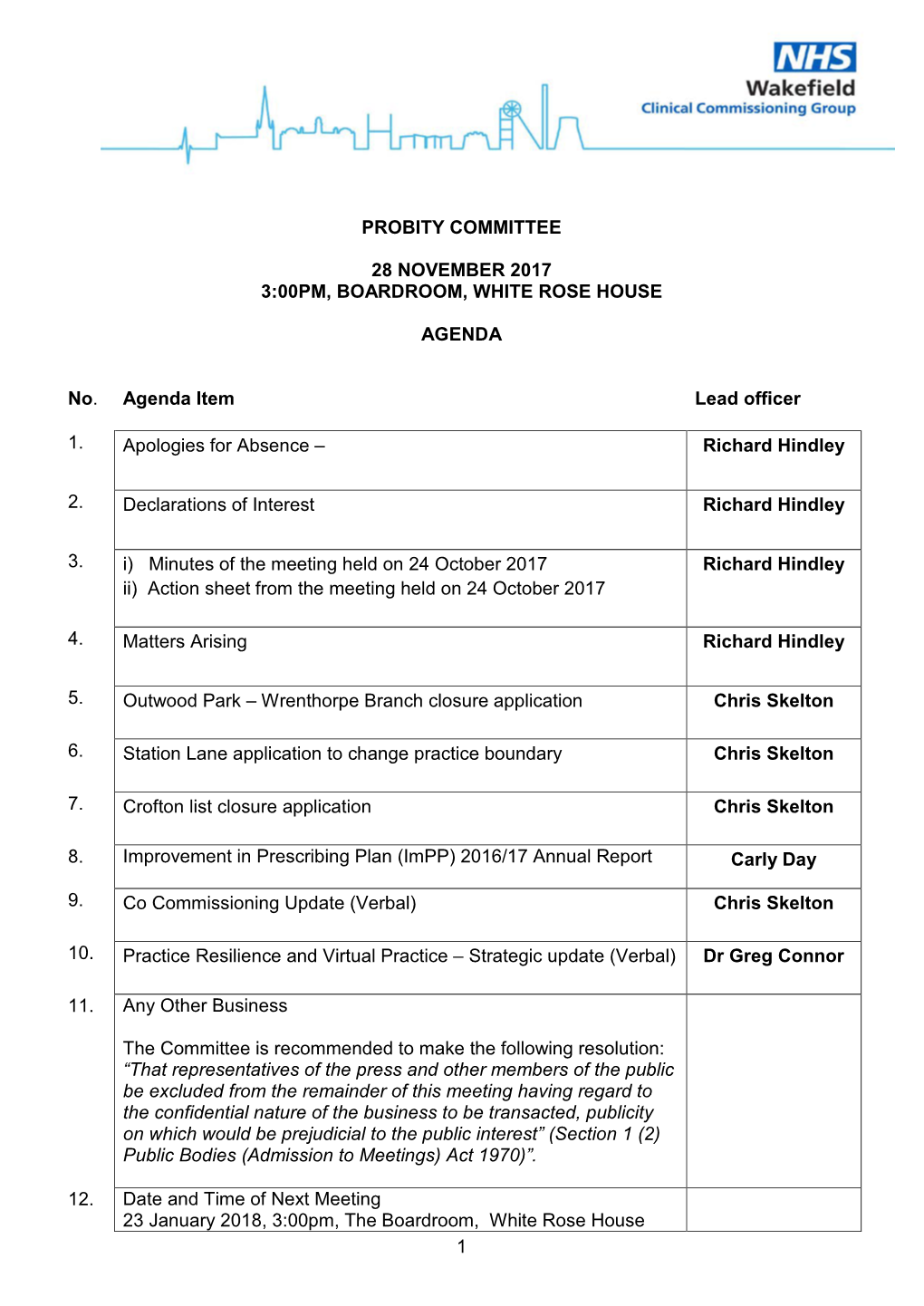 Probity Committee Combined Papers 28 November 2017