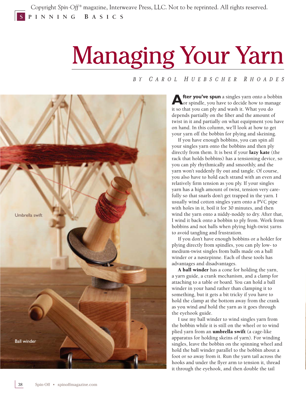 Managing Your Yarn by C AROL H UEBSCHER R HOADES