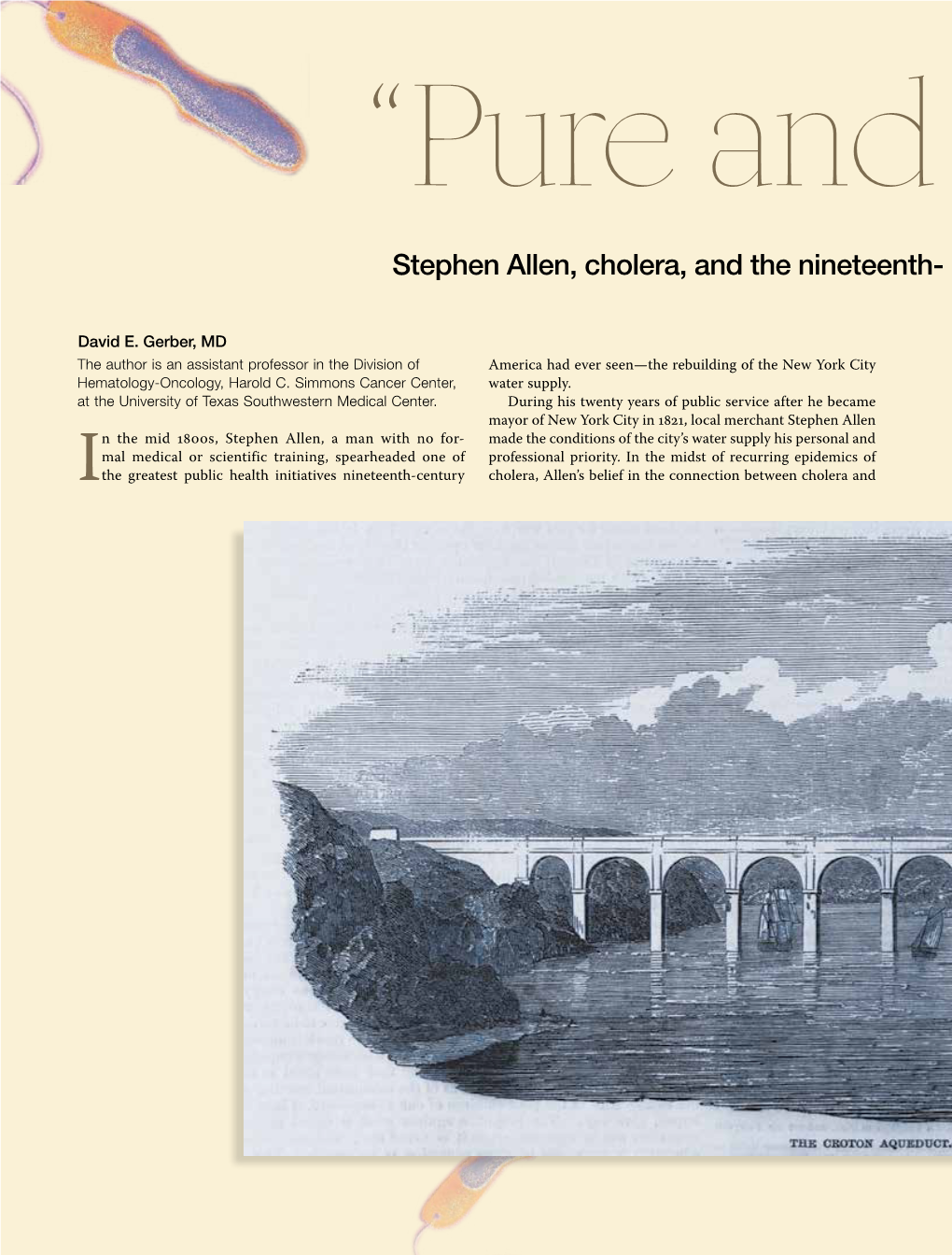 Stephen Allen, Cholera, and the Nineteenth- Century New York City Water Supply