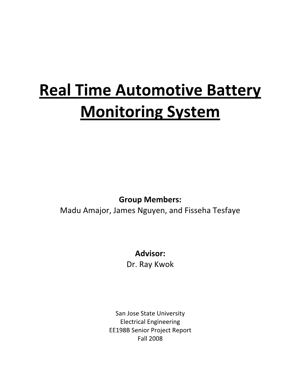 Real Time Automotive Battery Monitoring System