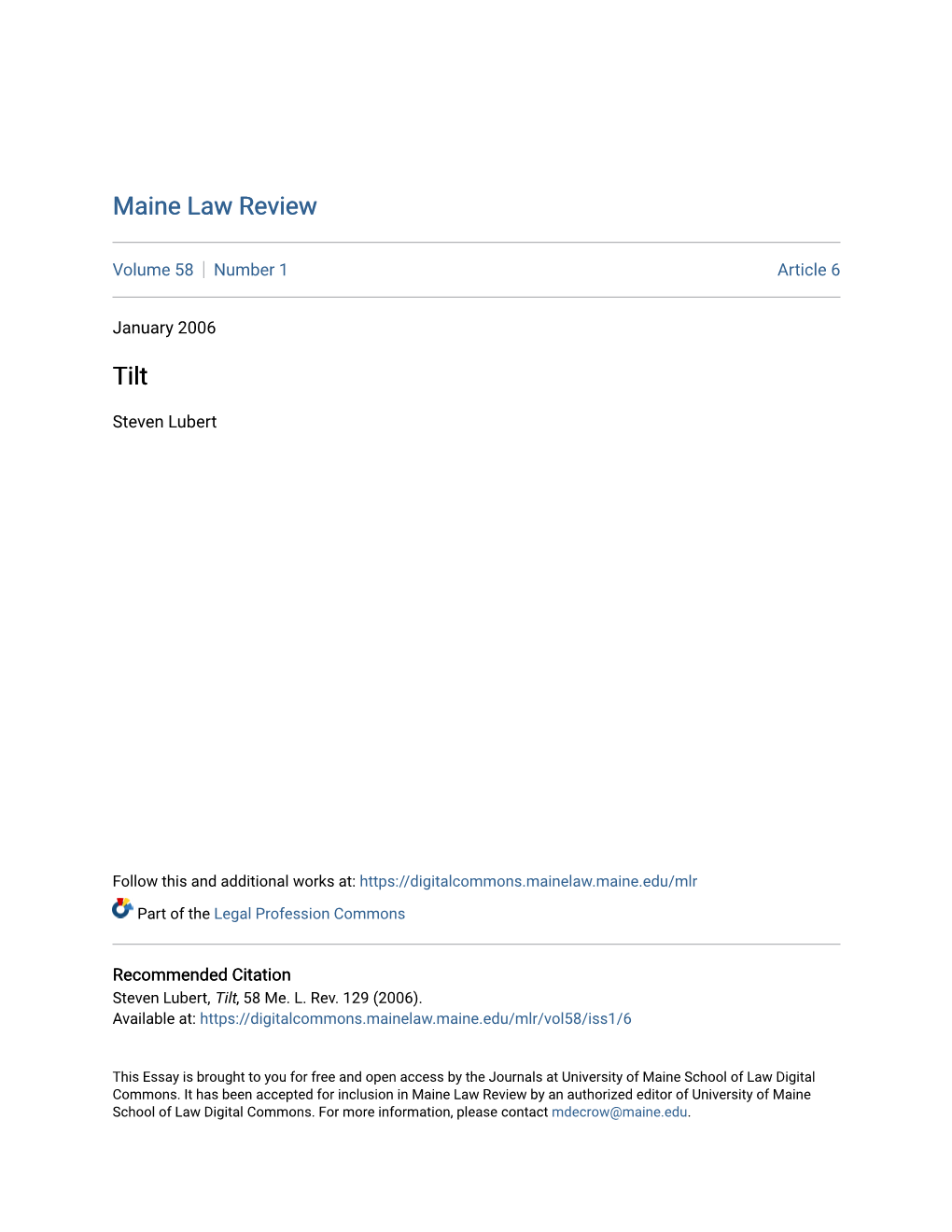 Maine Law Review Tilt